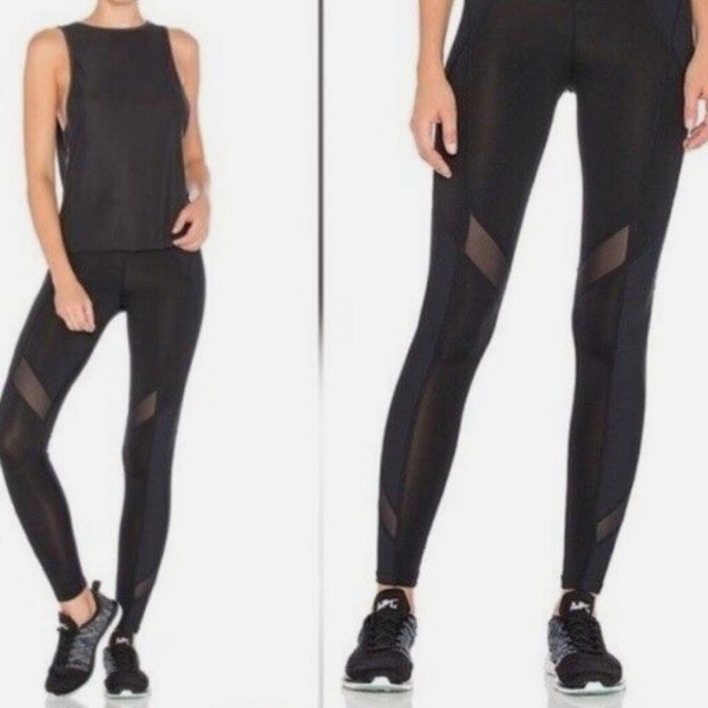 NWT free people movement black mesh slit side legging
